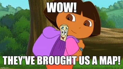 Dora with Map: Wow! They brought us a map!